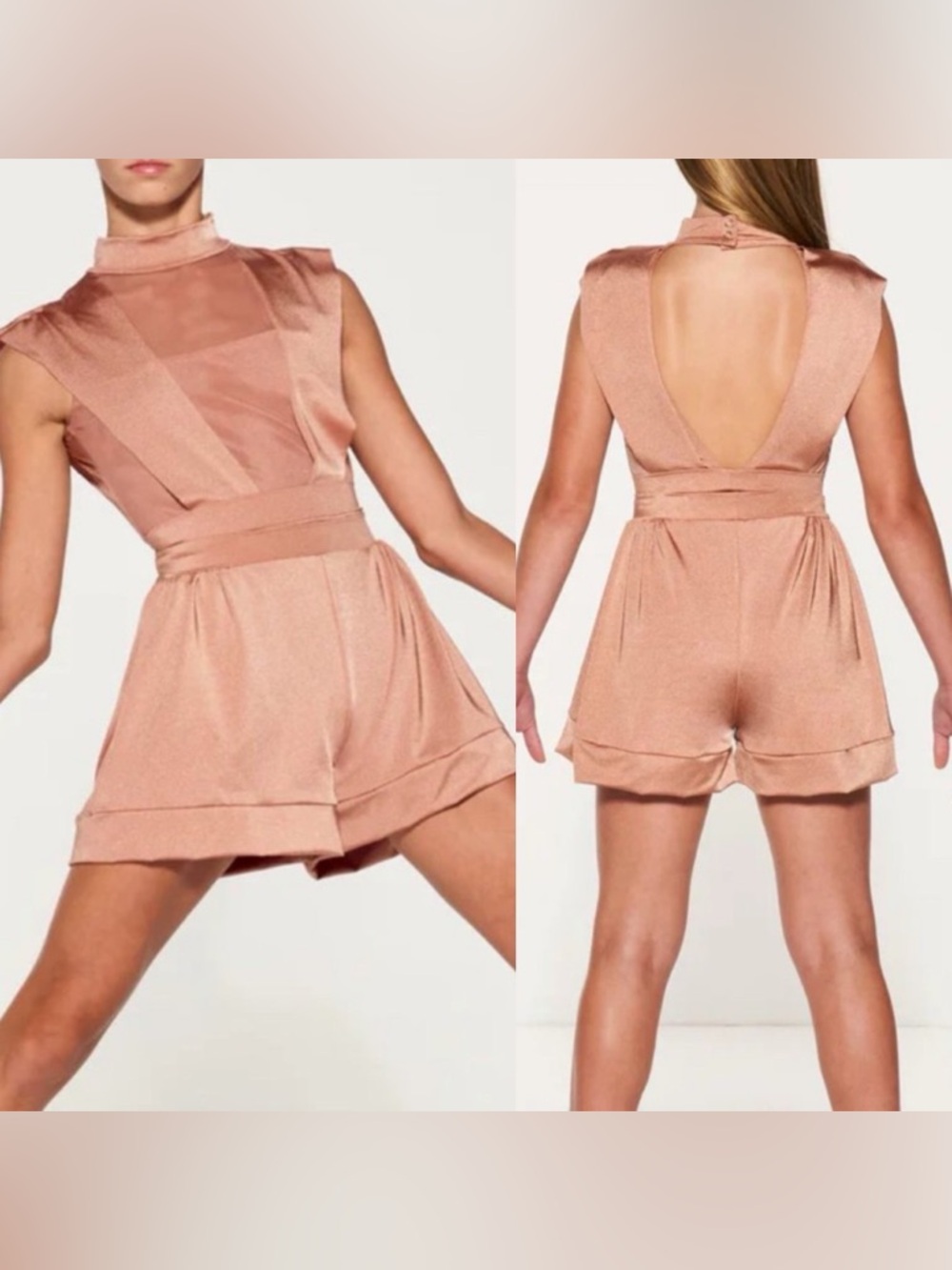 Kelle solo dance costume tan blush pink chasing clouds 2 piece leotard shorts MA
